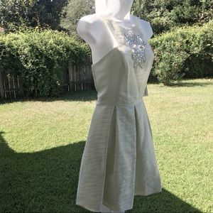 Robe De Soirée Crème à Paillettes Argentées Hailey Logan By Adrianna Papell - Taille Juniors 7/8 - Occasion Très Bon État